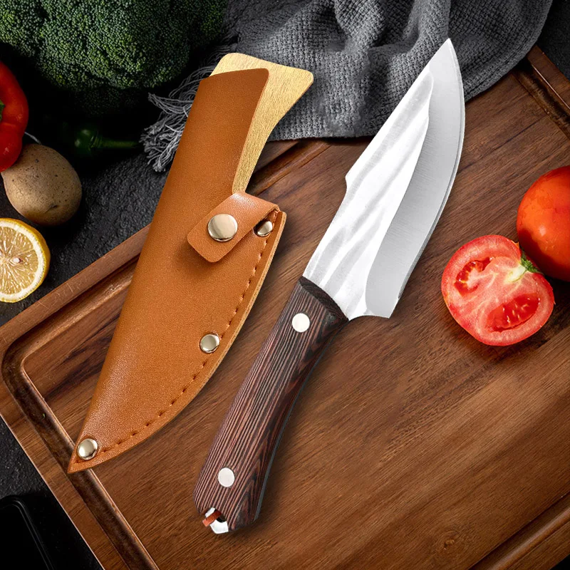 Sharp Boning Knife 3.5 inch Stainless Steel Cleaver Meat Slicing Knife for Household Cooking Tools Forged Wood Handle Knife