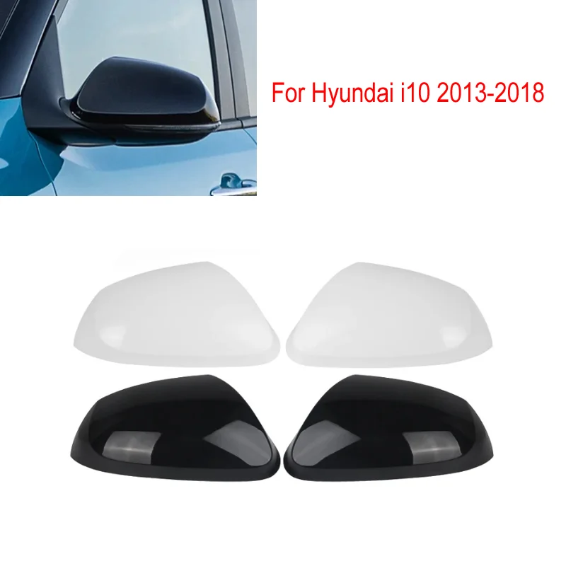 Left Right Rearview Mirror Cover For Hyundai i10 2014 2015 2016 2017 Gloss Black/Primed white Door Wing Mirror Cover Cap Lid