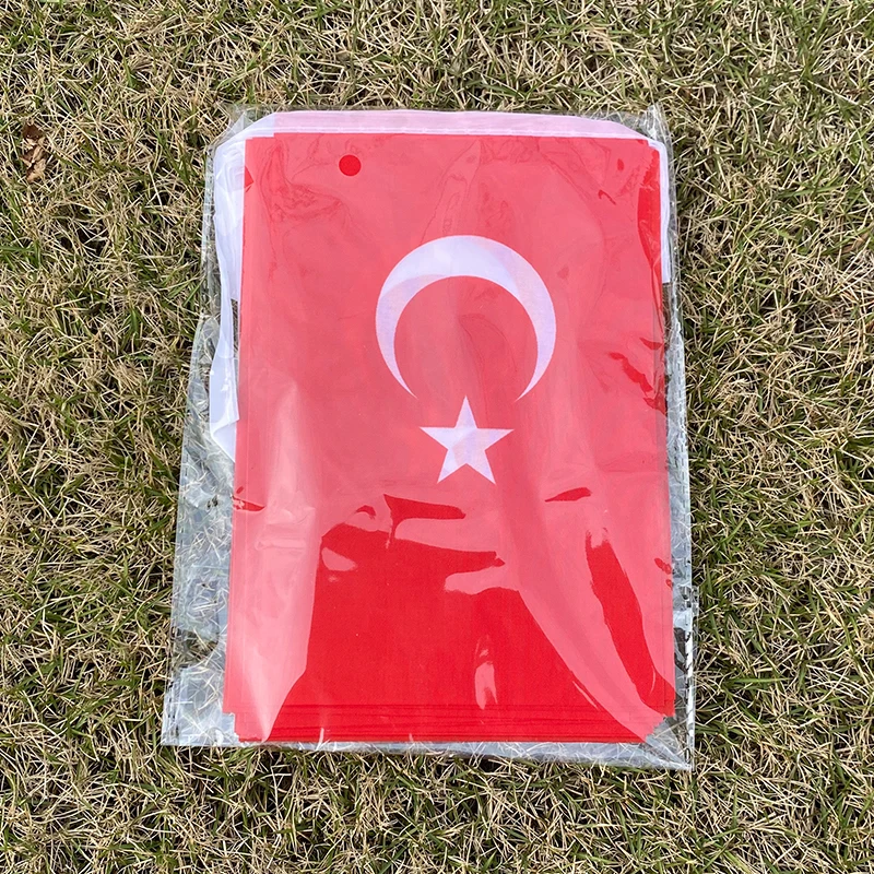 Aerlxemrbrae 20pcs/lot turkey bunting flags 14x21cm Pennant turkey String Banner Buntings Festival Party Holiday