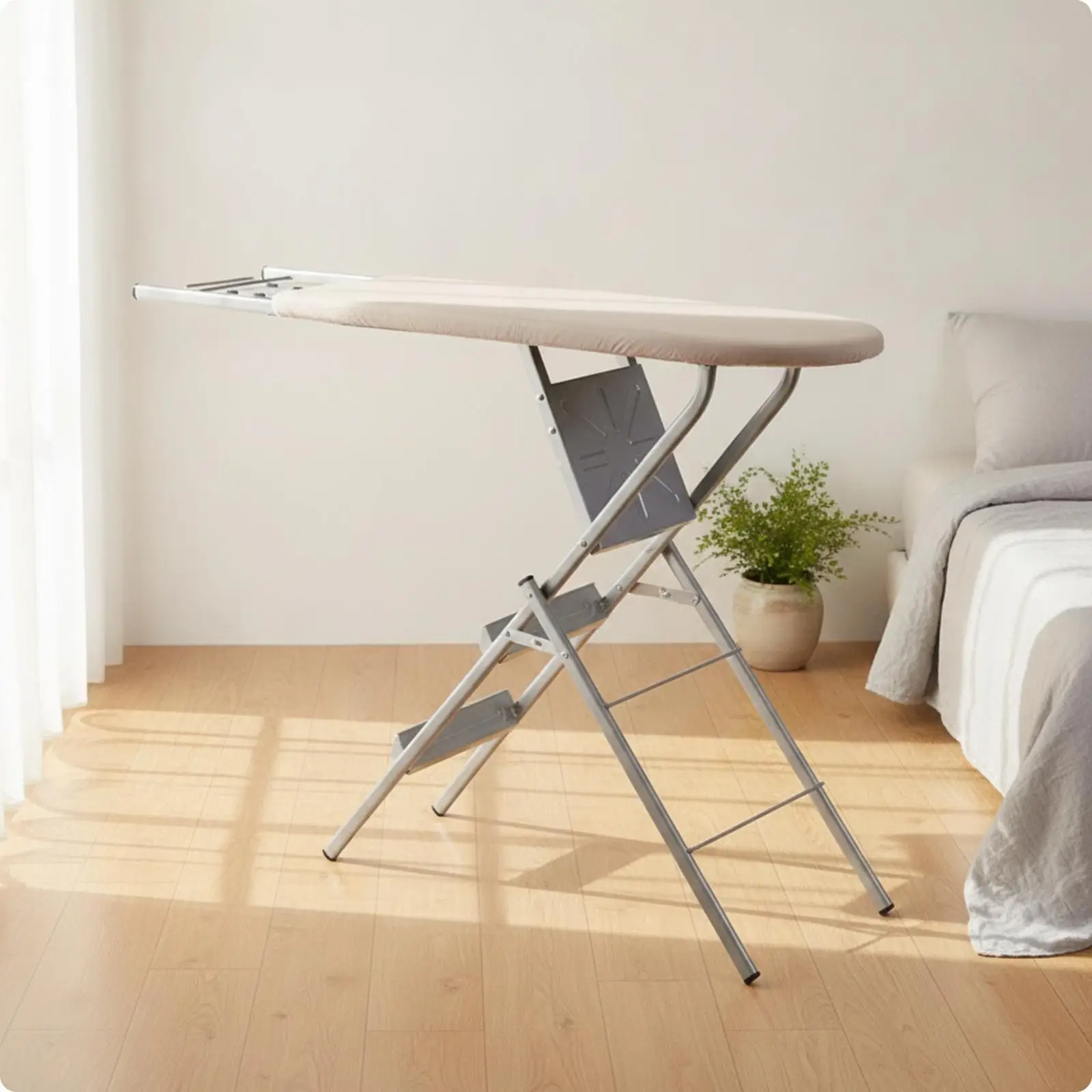 Compact Folding Ironing Board with Cotton Padded Cover and Steel Frame for Apartment Dorm Room Laundry Use