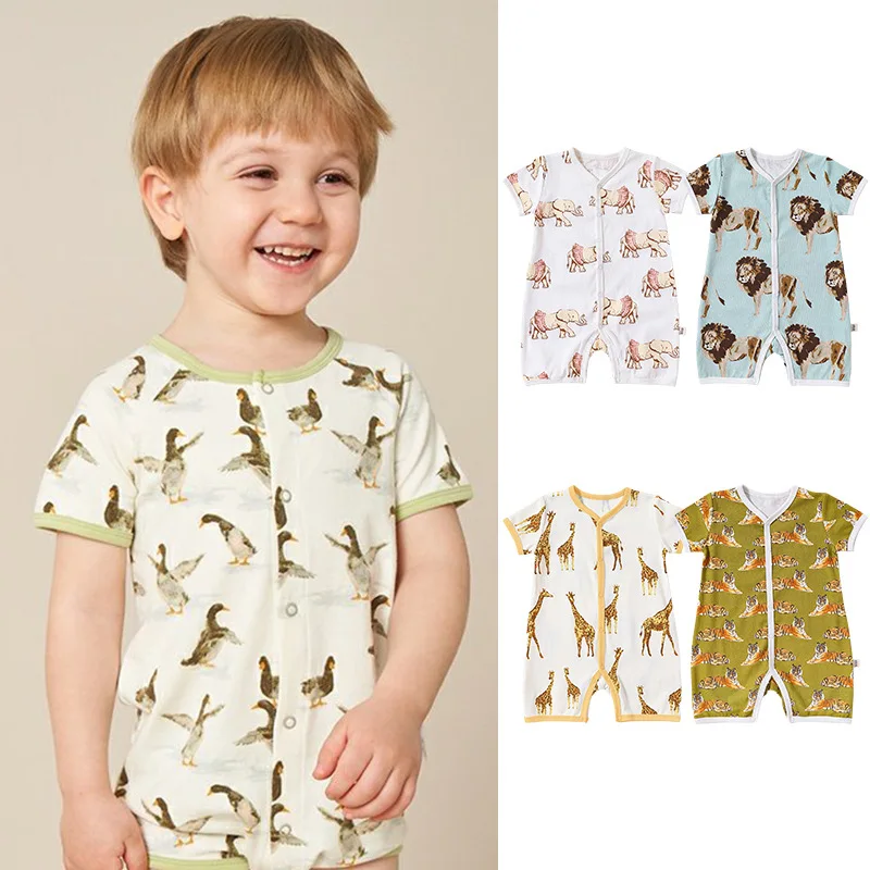 0-24M Newborn Kid Baby Boys Girls Clothes Summer Short Sleeve Baby Romper Cute Sweet Cotton Playsuit Animals Print Outfit