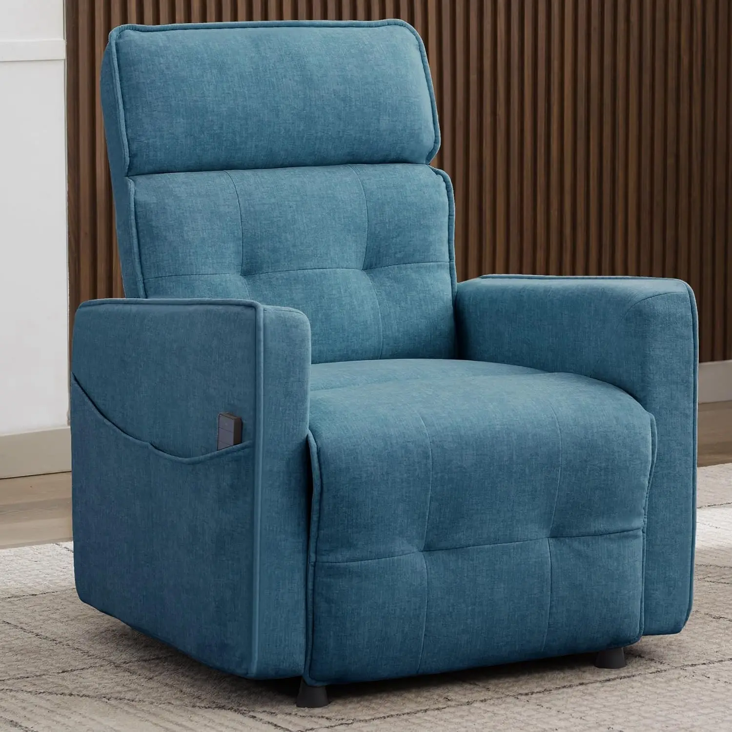 #Power Electric Recliner Chair Comfy One-Touch Adjustment Side Pockets Living Room Bedroom Lounge Cashmere Grey
