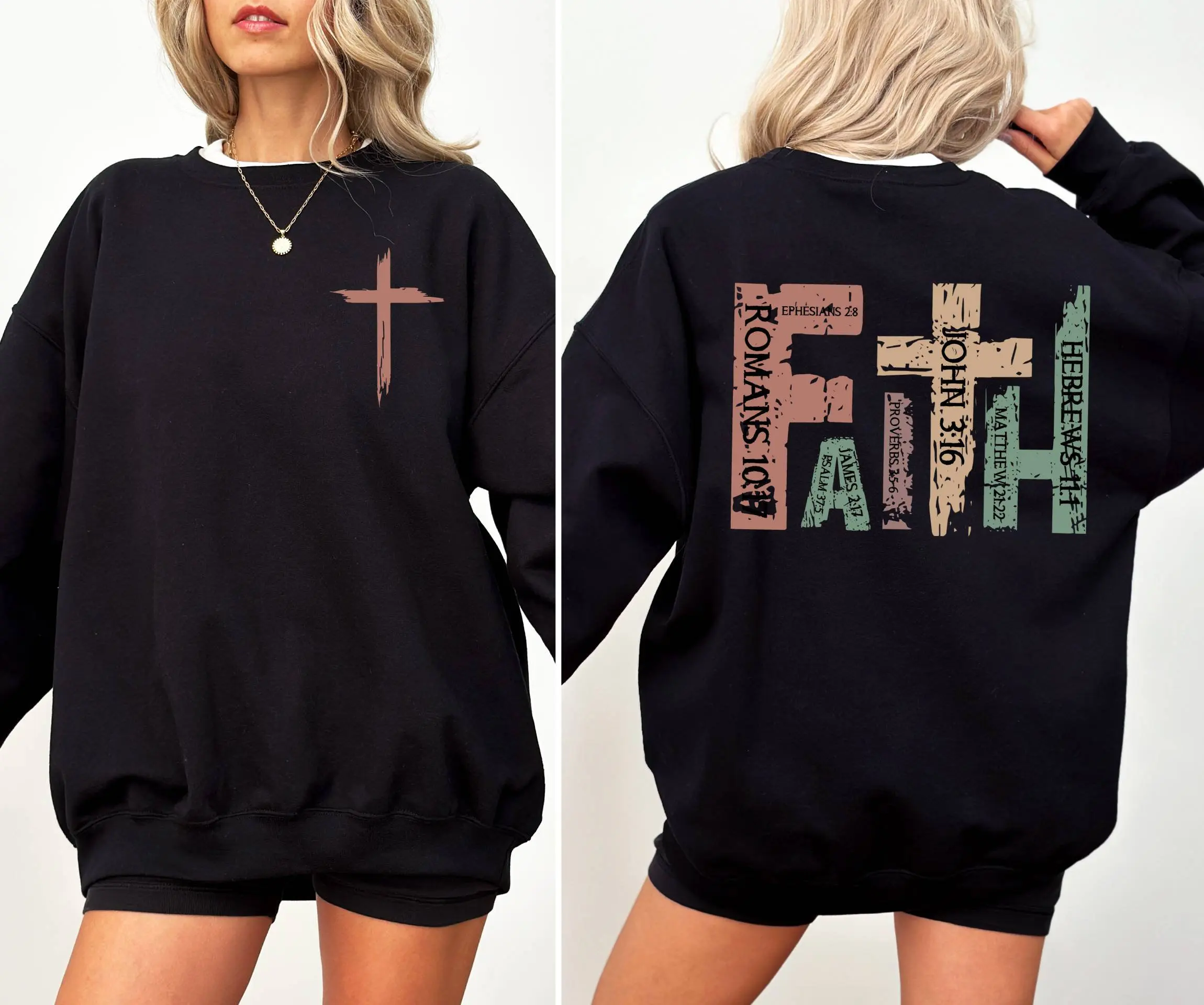 

Christian Cross Sweatshirt Hoodie Men's and Women's Round Neck Sweatshirts Y2k Tops Autumn and Winter Pullover Women Clothing
