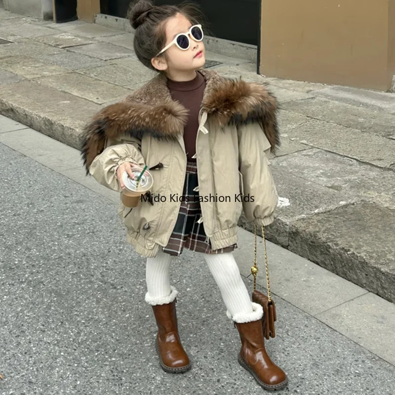 

Girls' Korean-Style Winter New Design Faux Fur Padded Coat Stylish Trendy Thickened Padded Coat Baby Girls Children's Clothing