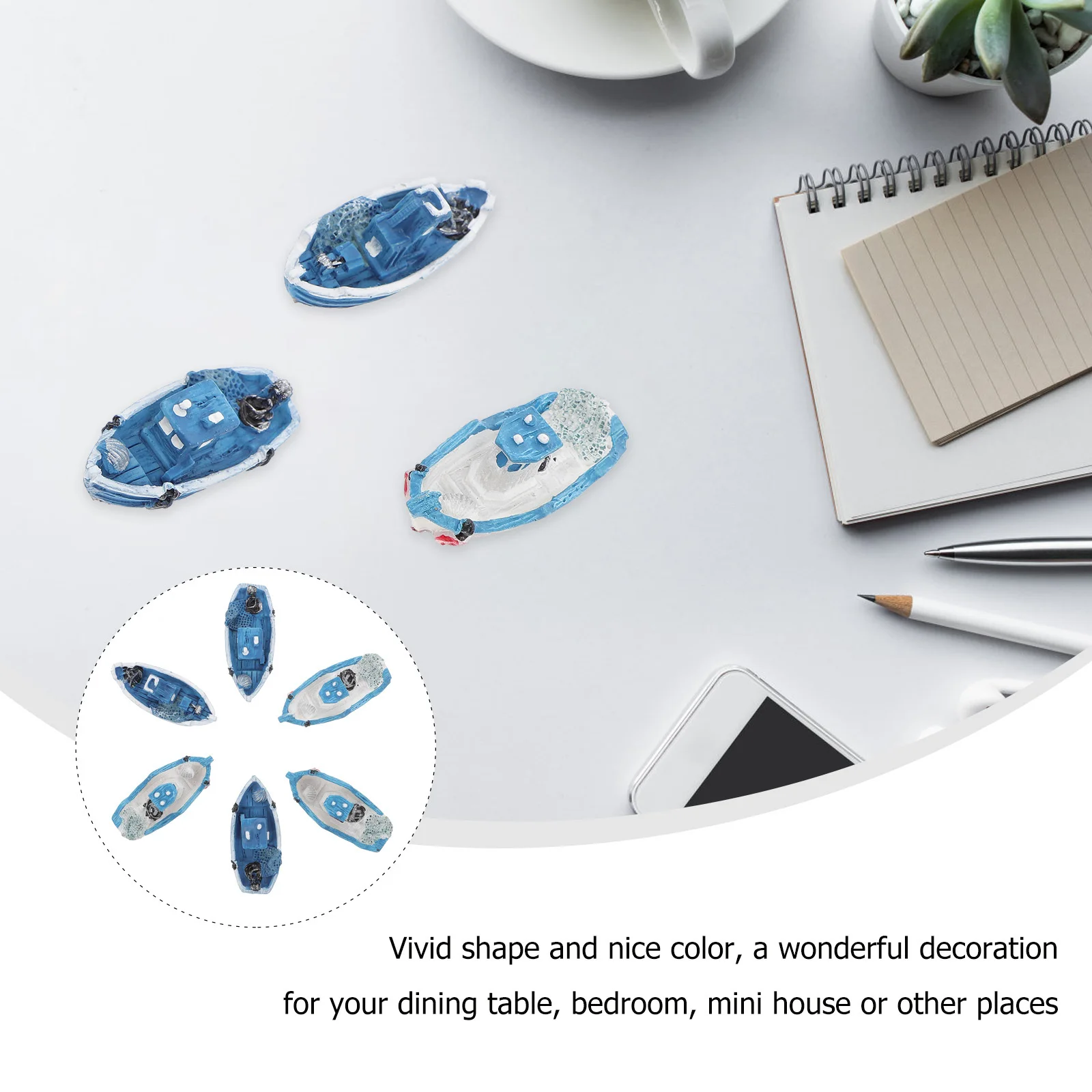 

Mini Decorations Nautical for Home Model Boats Decorative Desktop Ornament Mediterranean Resin Fishing Miniatures