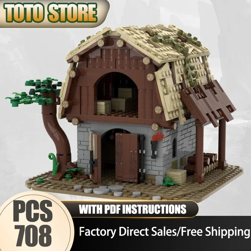 Medieval Castle Model Moc Building Bricks Barn Model Technology City Street View Block Toy DIY Assembly Christmas Set Gifts