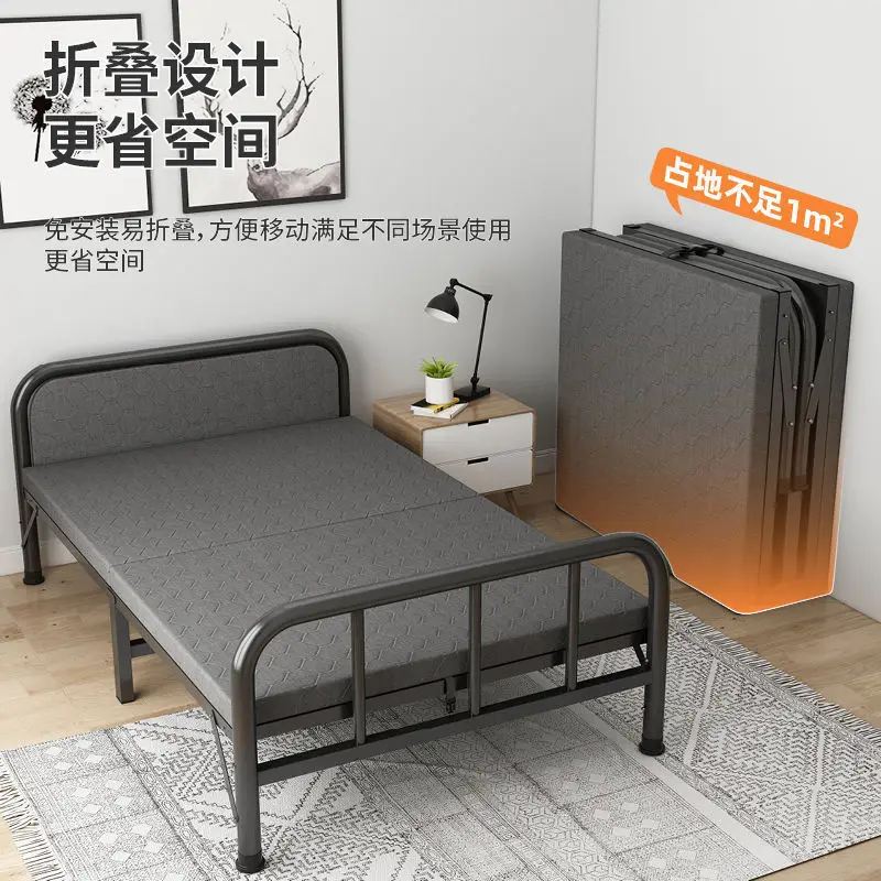 

Односпальная кровать, раскладная кровать, бытовая кровать для взрослых, простая офисная кровать для сна, обеденный перерыв, аренда дома, маленькая кровать, общежитие, железная кровать