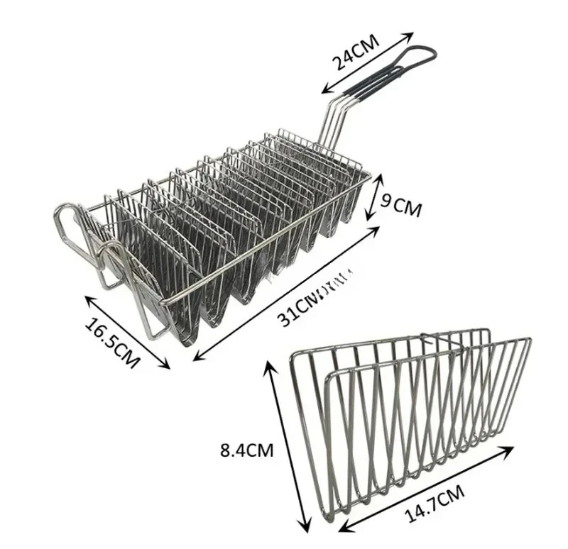 kitchen Fried cooking Taco corn husks taco French fries Fried basket colander strainer 8 mould nicket plated taco shell basket