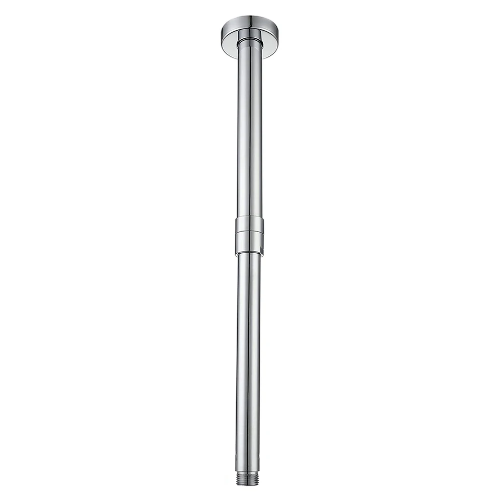 Stainless Steel Adjustable Extension Pipe for Shower Heads Allows Precise Vertical Adjustment Without Tools or Adapters