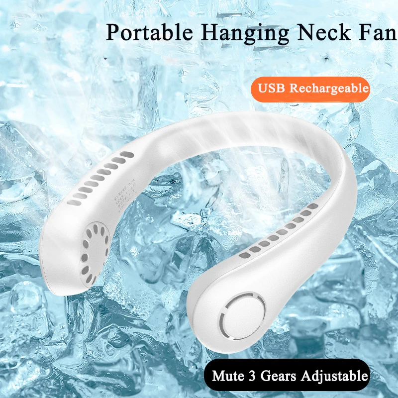 Sport Hanging Neck Fan 2000mAh USB Rechargeable Neckline Ventilator Wind Cooling In Summer No Blade Electric Mute Neckband Fan