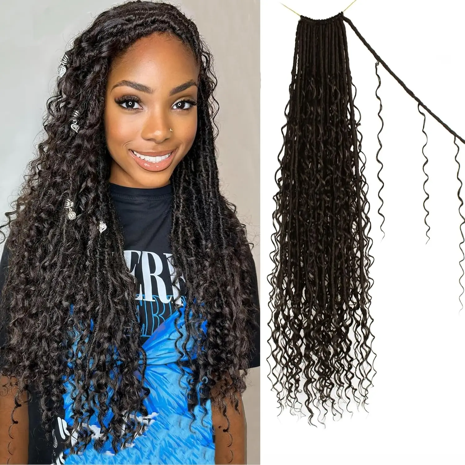 1/8 Packs Goddess Faux Locs Crochet Hair-24/30 Inch Boho Soft Locs Synthetic Crochet Hair for Black Women