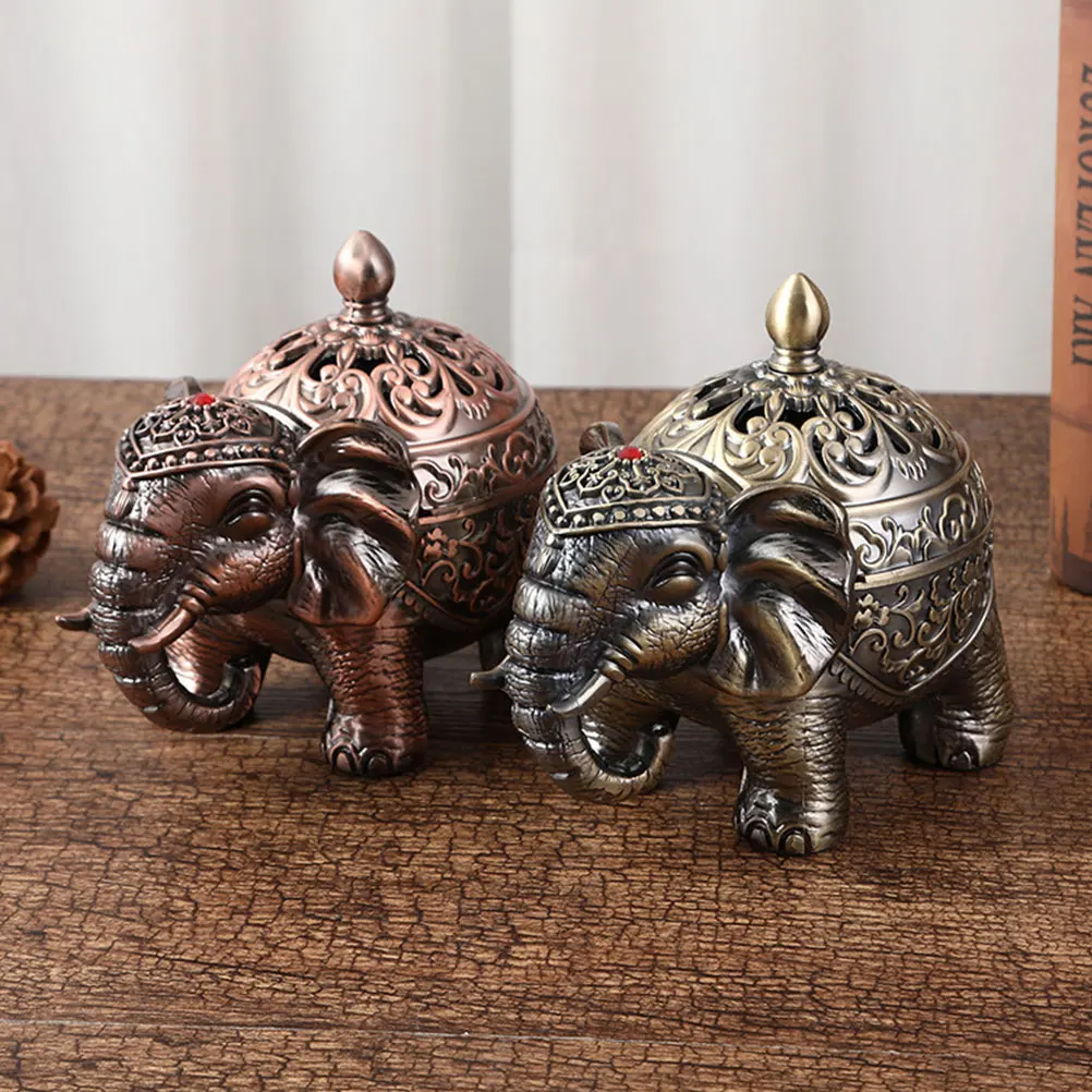 

Курильница Металлическая курильница из цинкового сплава Домашний декор в форме слона Стол нить Ароматерапевтическая печь Спальня Офис Сауна Комната Длинная