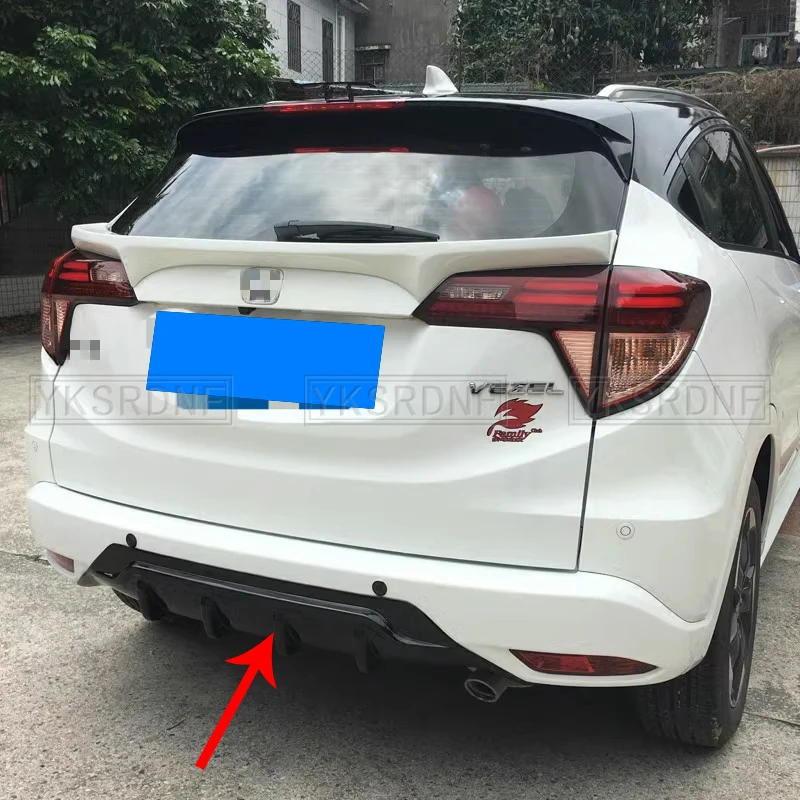 ABS Plastic Primer Matte Black Rear Spoiler Diffuser Bumper Guard Protector Skid Plate Cover For Honda Vezel HRV 2015 2016 2017