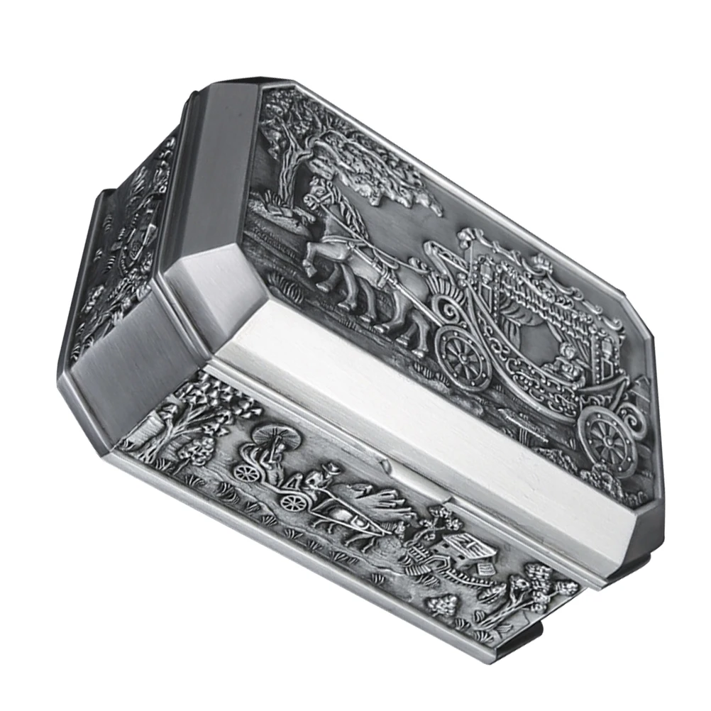 

Castle Jewelry Vintage Trinket Boxes Ring Holder Trinket Box Decor Storage Alloy Metal Case Desk Vanity Accessories