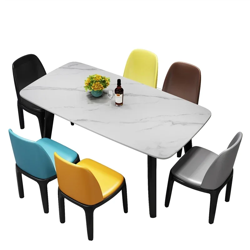 

1Stone Plate Dining Table Modern Simple Home Small Apartment Light Luxury Rectangular Marble Dining-Table Chair Combination