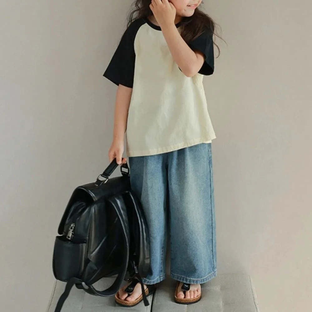 

Cute Straight Jeans High Waist Wide Leg Children Y2K Jeans Loose Cowboy Pants Little Girls Denim Trousers Streetwear