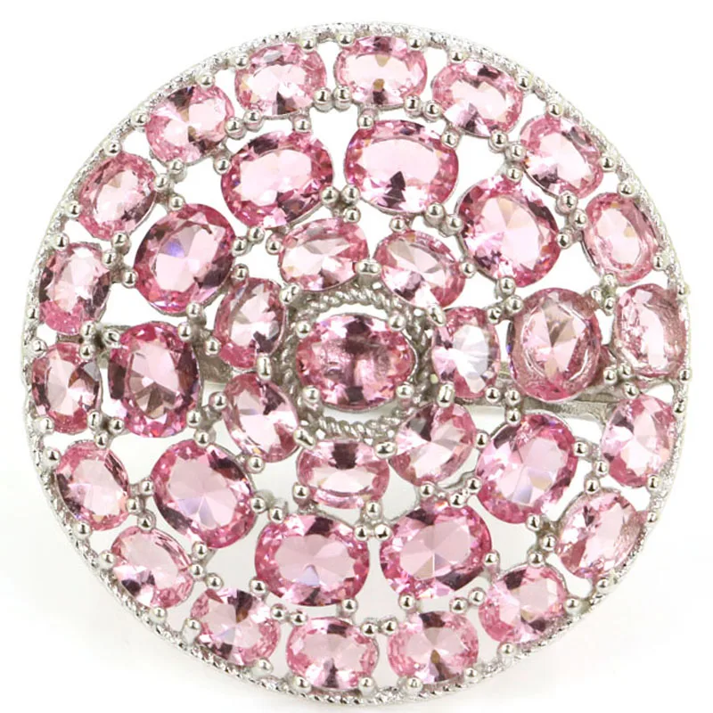 

Real 925 Solid Sterling Silver Rings 29x29mm European Design Big 6g Pink Morganite Swiss Blue Topaz