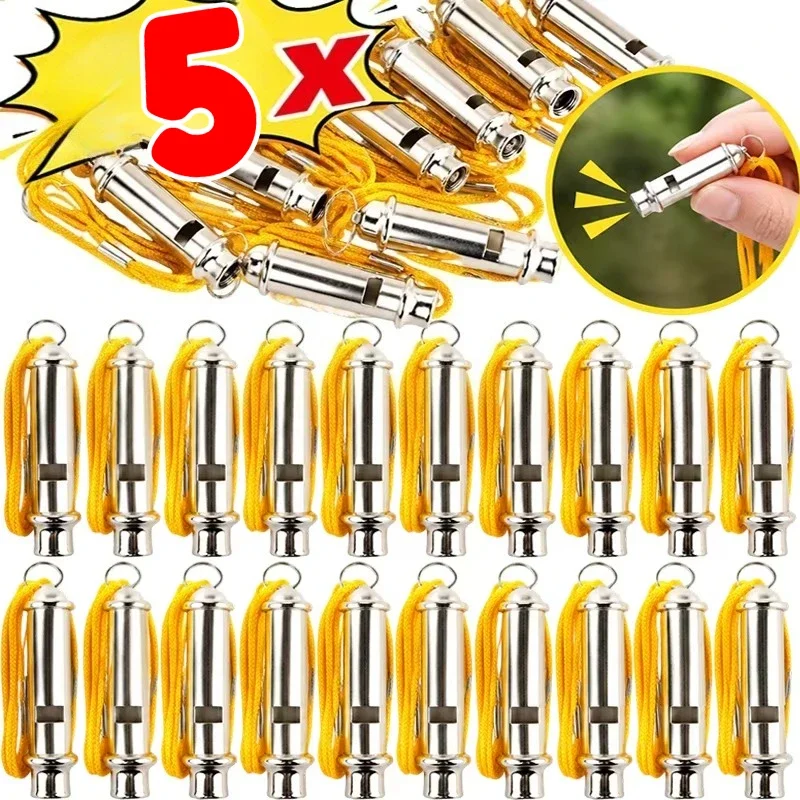 High Frequency Survival Whistle Stainless Steel Loud Emergency Sound For Outdoor Hiking Camping Sports Training Equipment