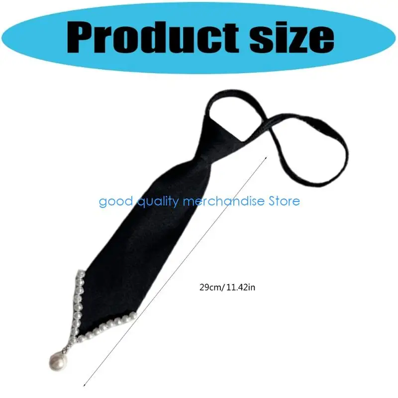 Y5JD Punk ربطات عنق موحدة مربوطة مسبقًا مع الزي المدرسي للفتيات اللآلئ المزخرفة