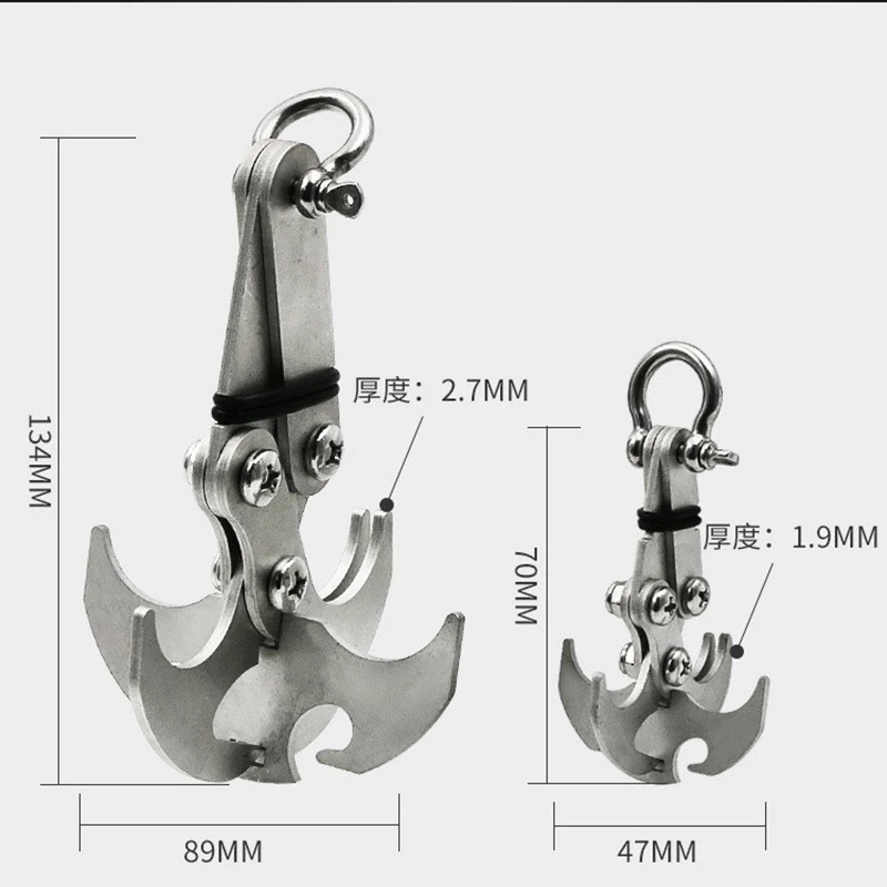 Stainless Steel Survival Folding Grappling Hook Multifunctional Outdoor Climbing Claw Carabiner Travel Rescue Tool Climbing Tool