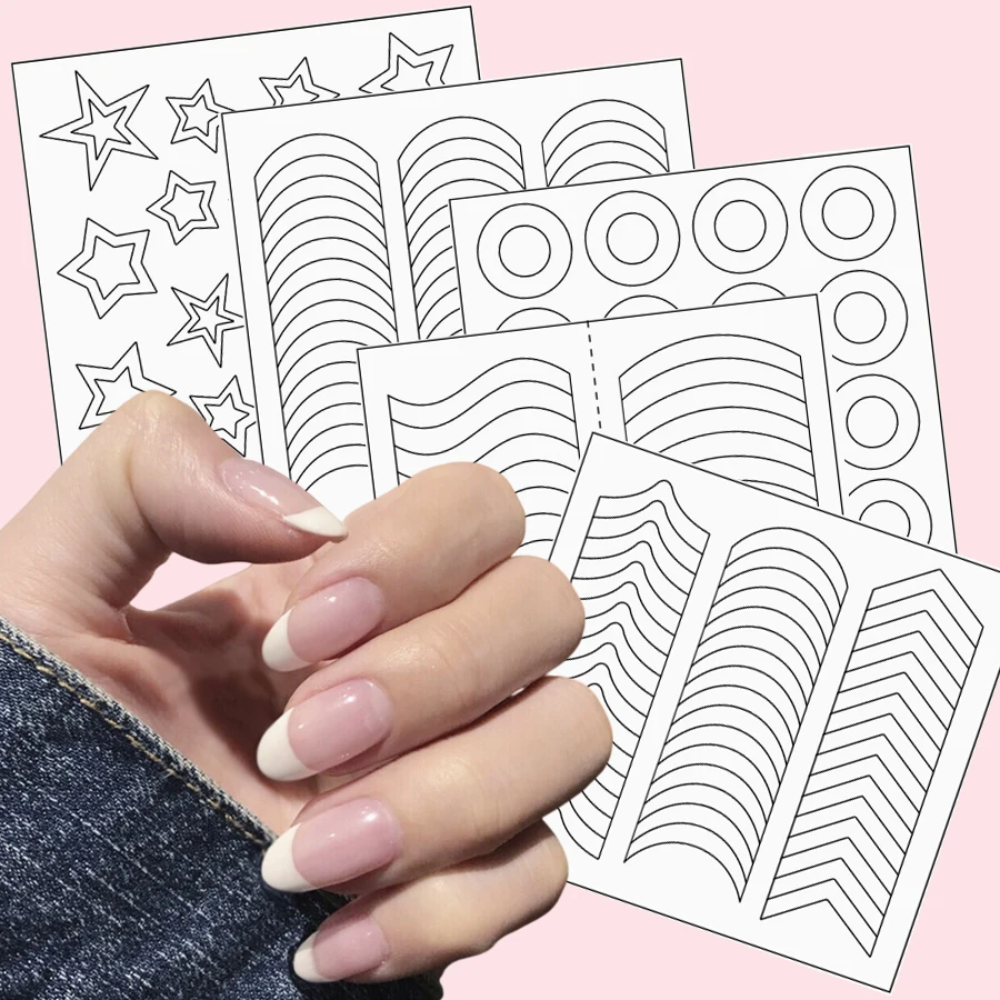 2pcs French Manicure Nail Wraps Stickers DIY Nail Art Form Guides Fringe Tip Decoration