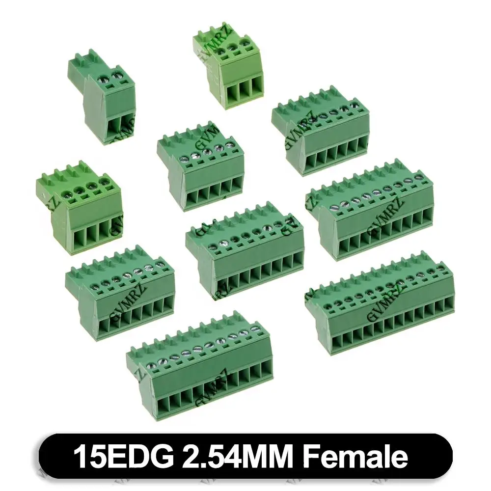 5PCS 7P 8P 10P KF15EDG 2.54mm PCB Screw Terminal Block 2~12 Pin 15EDG 2.54 Male Plug Female Socket Pin Header Wire Connector