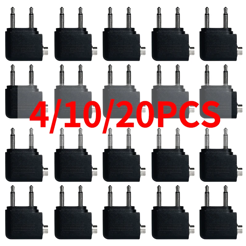 2X3.5MM -MONO PLUG TO3.5MM STEREO JACK Audio Adapter 4/10/20Pcs -for Airline Airplane Travel Headphone Earphone