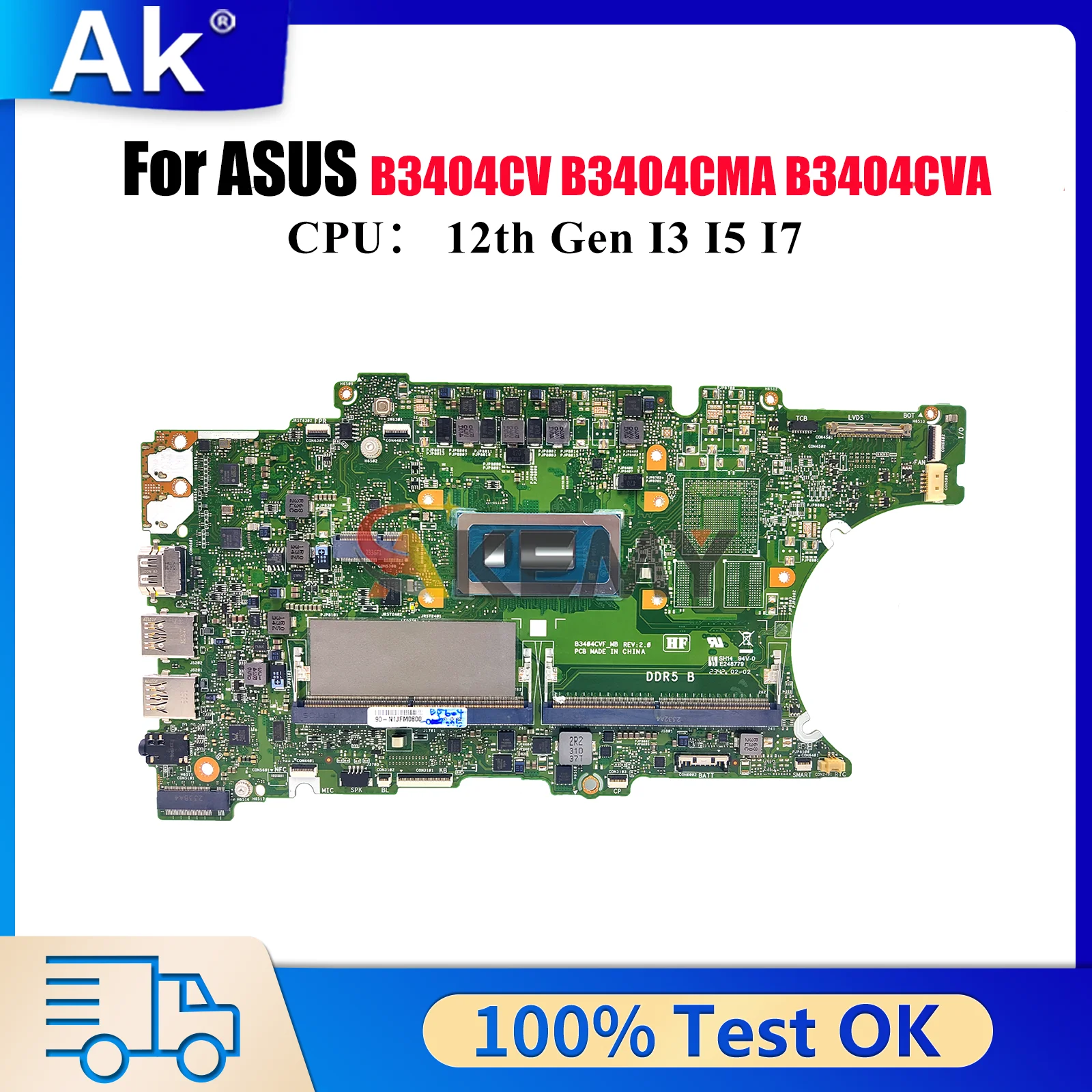 

B3404CV Материнская плата для ноутбука ASUS ExpertBook B3404C B3404CVA B3404CMA Материнская плата для ноутбука с процессором I3 I5 I7 100% tests OK stk