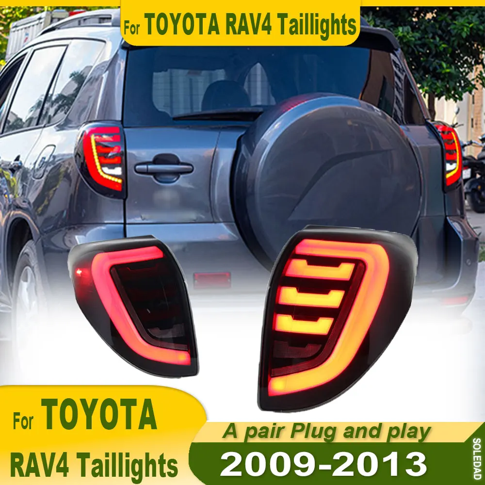 Taillights For Toyota RAV4 2009 2010 2011 2012 2013 Rav4 Tail Light Rear Brake Side Lamp LED Assembly DRL Sequential Signal 2pc