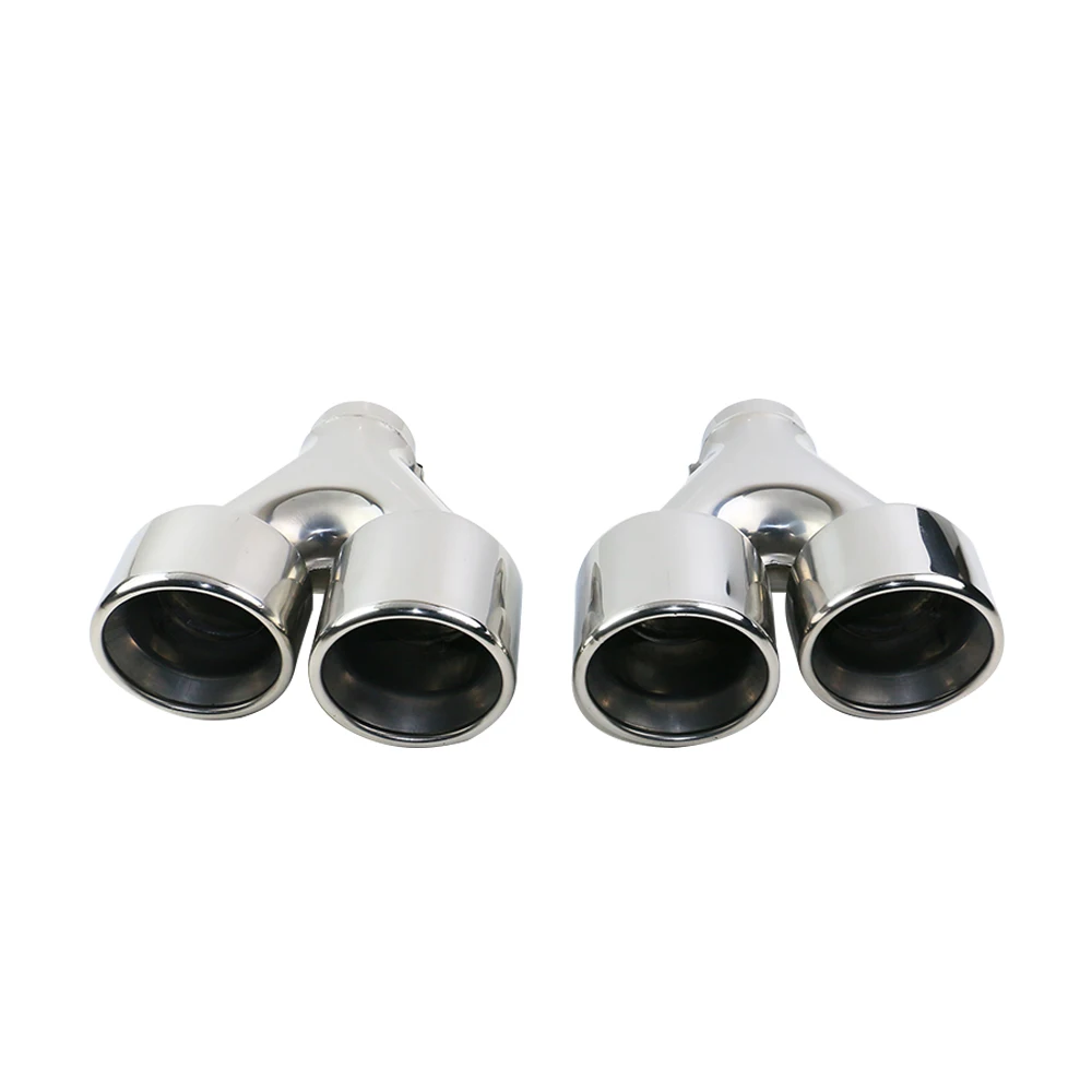 

1 PCS Car Exhaust Pipe 63mm Inlet 102mm Outlet Stainless Steel Black Rolled Edge Dual Exhaust Tips