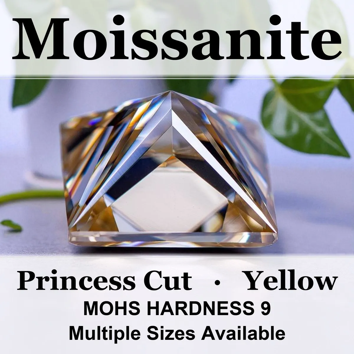 Moissanite Stone Princess Cut Natural Tea Yellow Color Wholesale  DIY Charms Ring Necklace Earrings Materials with Certificate