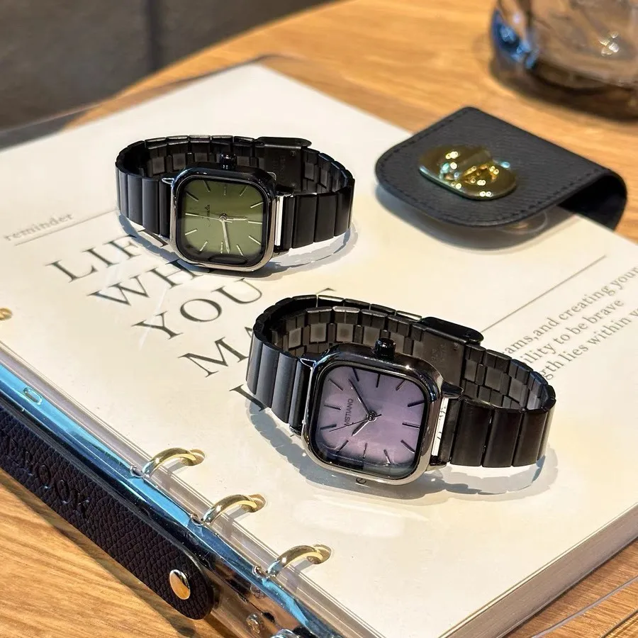 Orologio nero di marca di vendita calda per le donne Orologi al quarzo di moda regalo di lusso Orologi da polso da donna squisiti con quadrante quadrato semplice