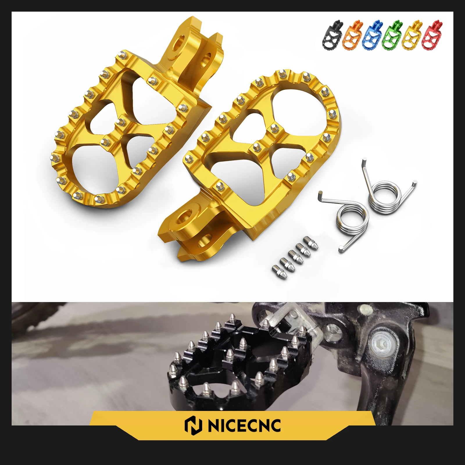 NICECNC For Suzuki RMZ250 RMZ450 2010-2024 RMX450Z 2010-2019 RMZ 250 450 450Z Motorcycle 57mm Wide Enlarged Foot Pegs Footrest