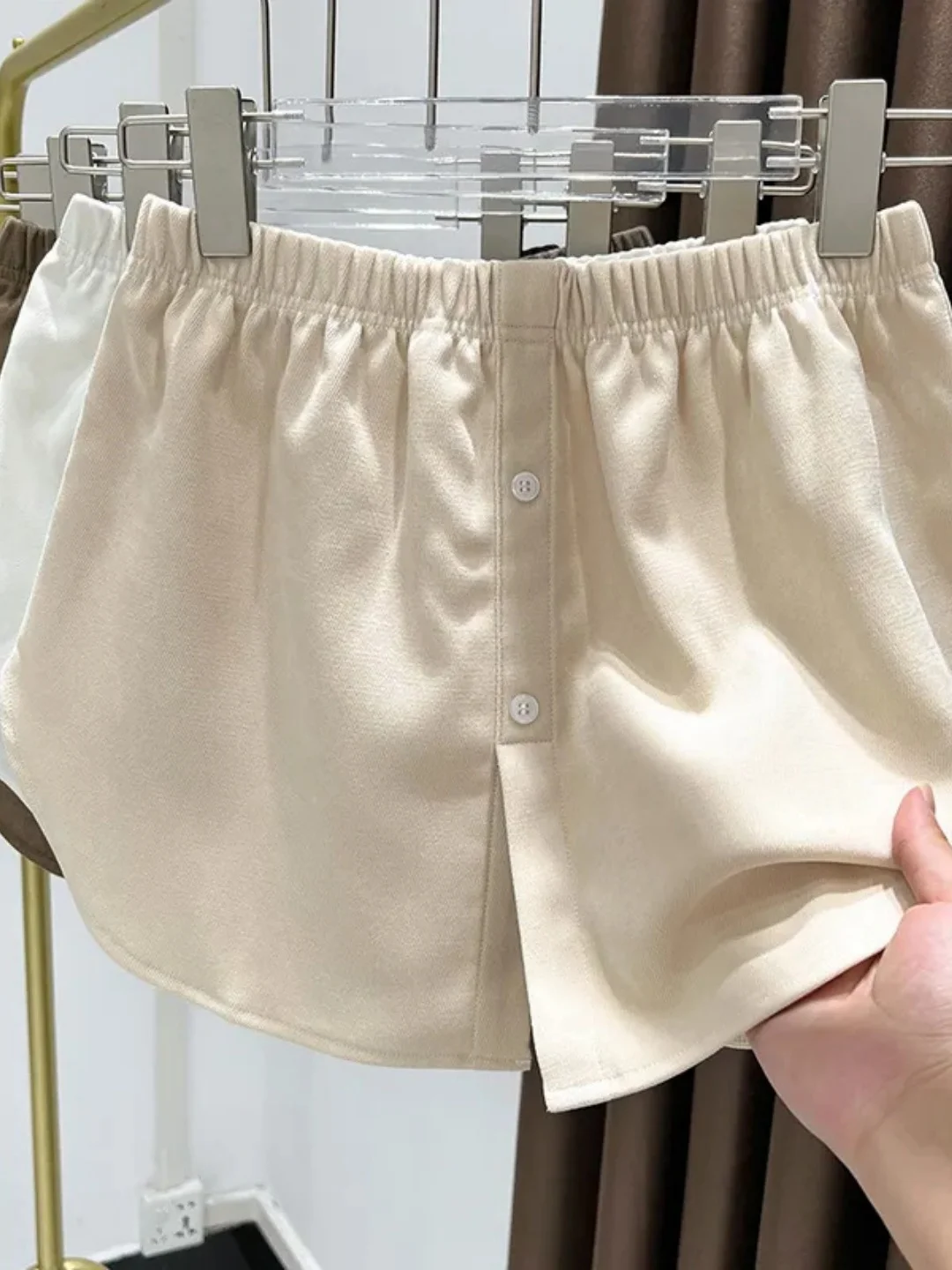 plus Size Autumn Winter High Waist Button Split  Skirt Loose Overlap Belly Covering A-Line Skirt Casual Style for Girls