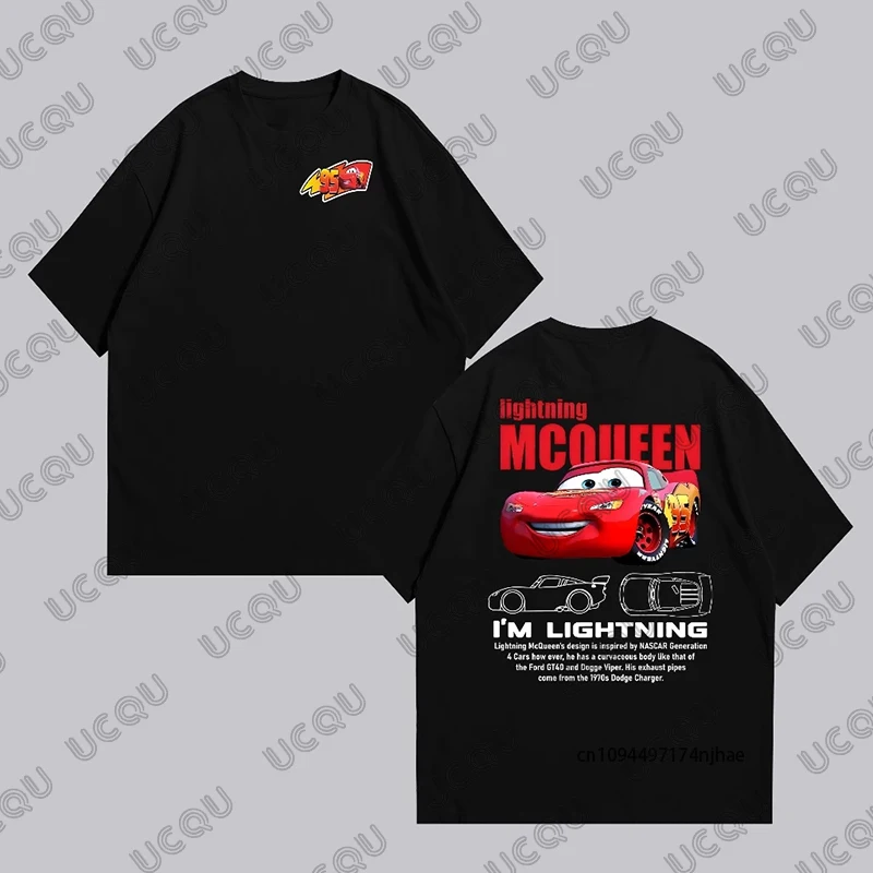 Lightning Mcqueen und Sally Print Paare T-Shirt für Damen Herren Sally und Mcqueen Sommer Baumwolle Kurzarm T-Shirts Casual Tops