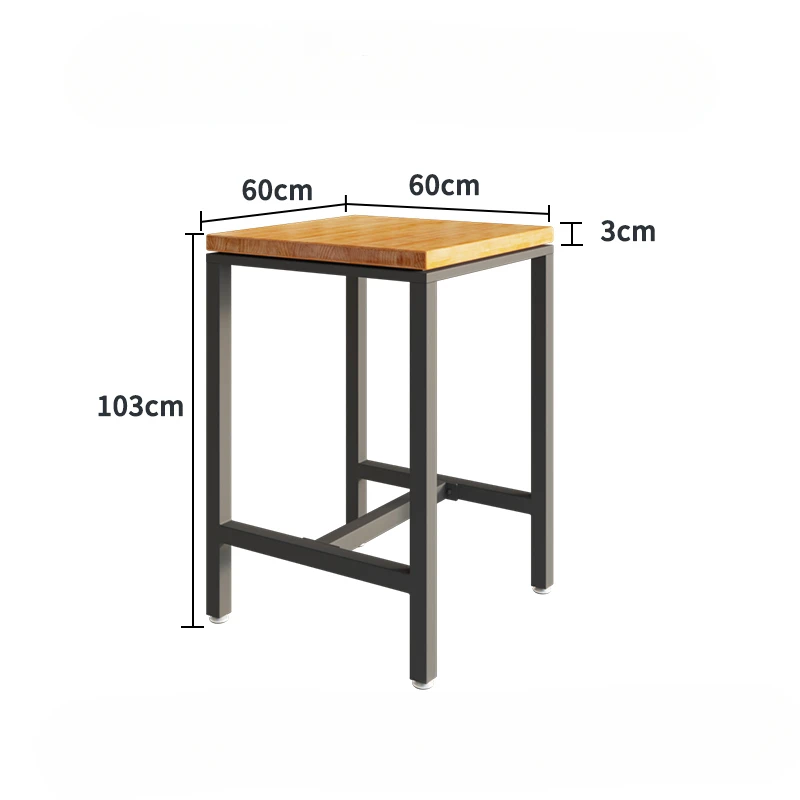 Accent Square Retro Bar Tables Coffee Simple High Wooden Dining Table Metal Standing Muebles De Cocina Home Furniture ZT50BT