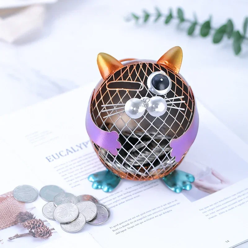 Metal Creative Storage Money Box Kitten Children's Gift Desirable Home Bedroom Decoration Ornaments Creative Gifts Cat Lovers