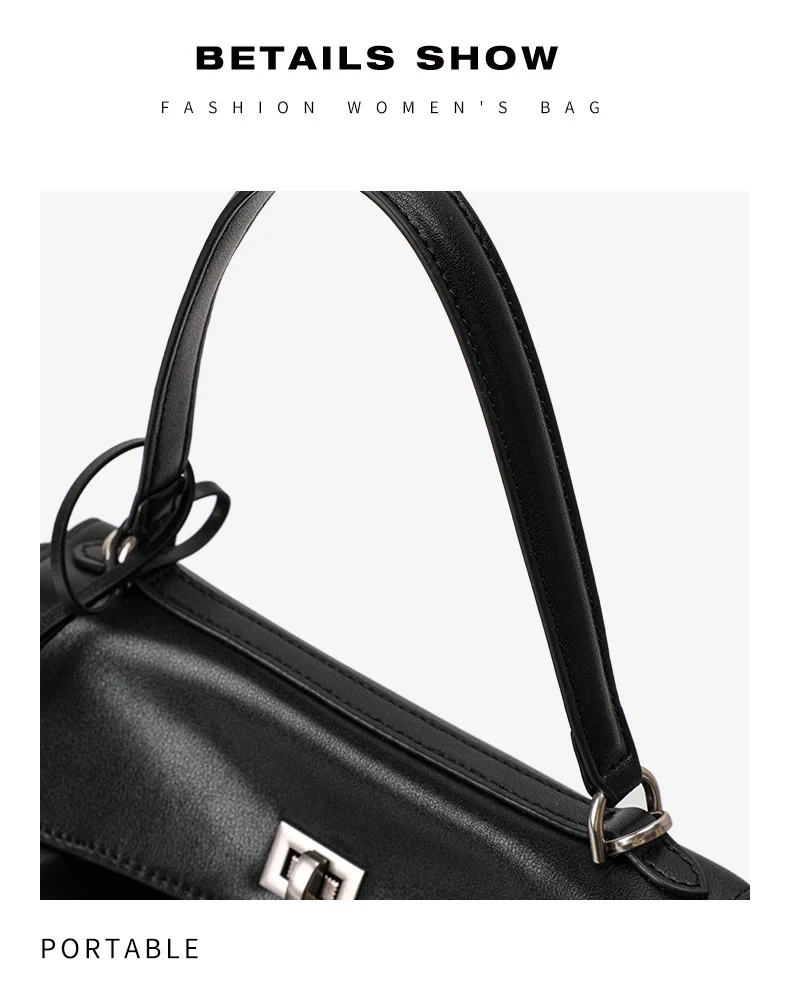 Echte Rindsleder-Handtasche für Damen, Einzel-Schulter-Umhängetasche mit Klappe und Knopf, Geräumige Hobo-Tasche – Detail 15