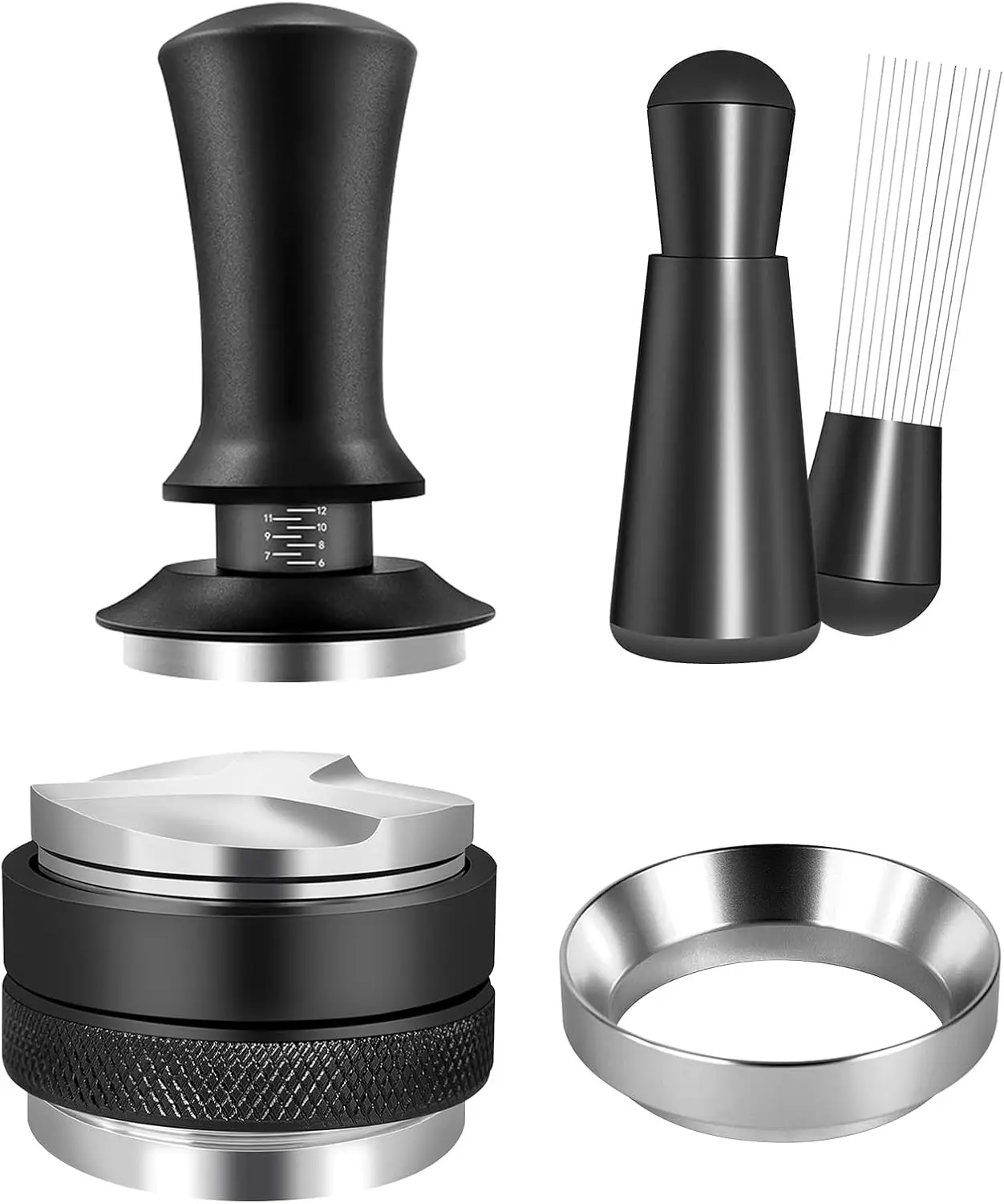 51mm 53mm 58mm Espresso Tamper Barista Coffee Tamper with Calibrated Spring Loaded Stainless Steel Tampers