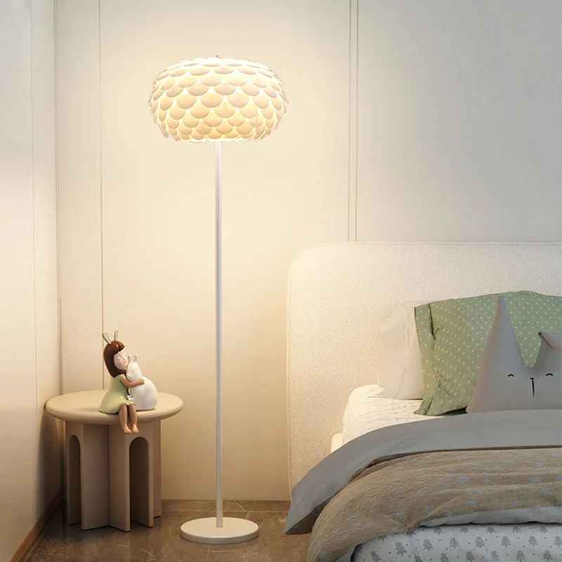 French cream wind floor lamp living room sofa bedroom bedside Nordic Internet celebrity soft fish scale atmosphere vertical lamp
