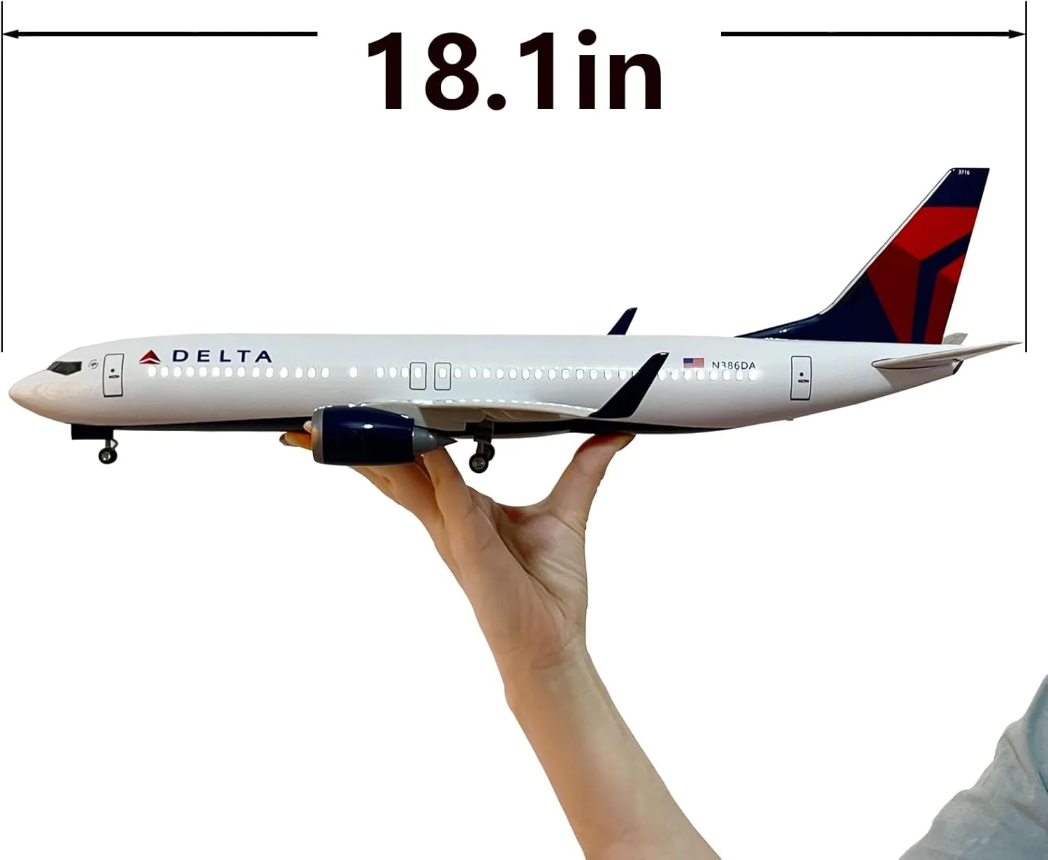 

1:150 Scale Delta Airlines 737 Boeing Airplane Kids Toys Resin Delta B737 Airplane Model With Led Lights Toy Aircraft