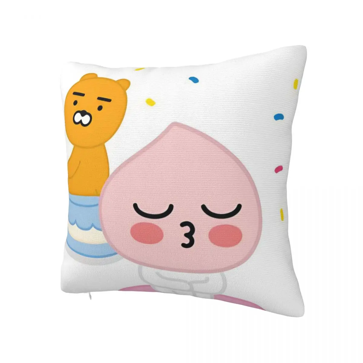 K-Kakaos F-Friends Choonsik Peach Pillowcase Printing Polyester Cushion Cover Gift Throw Pillow Case Cover Home Square 40X40cm