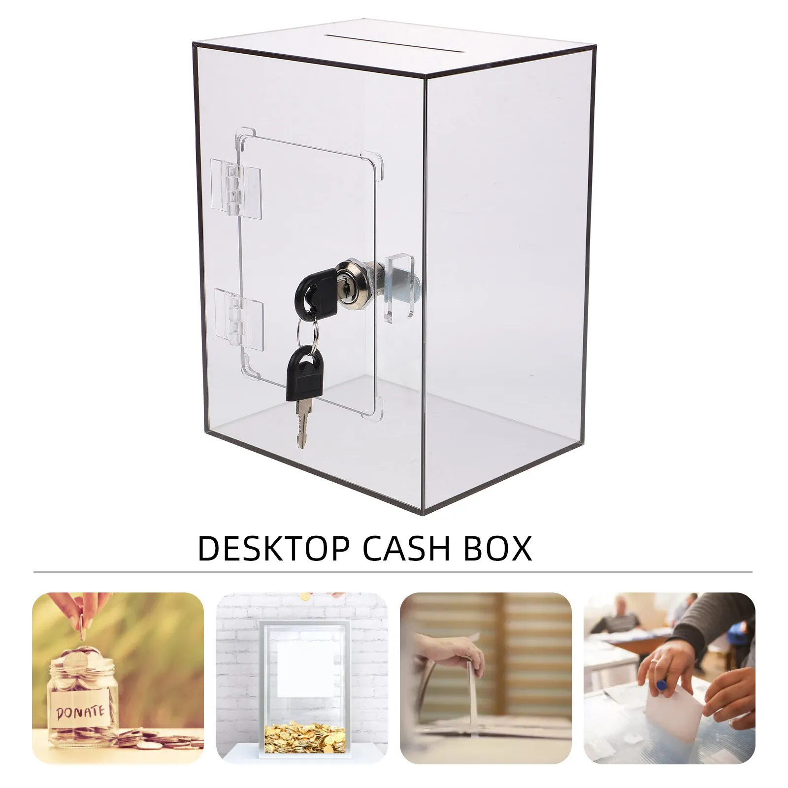 Donation Box Acrylic Lock Clear Suggestion Ballot Complaint Mailbox Voting Collection Fundraising Container Clear Acrylic Box