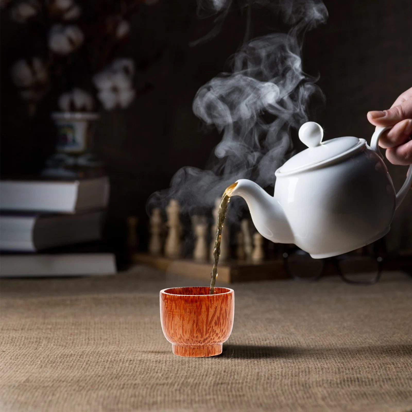 

2Pcs Wooden Wine Beer Cups Smooth Edges Natural Wood Tea Mug Multi-Use Drinkware for Camping Travel Home Office Hot Cold