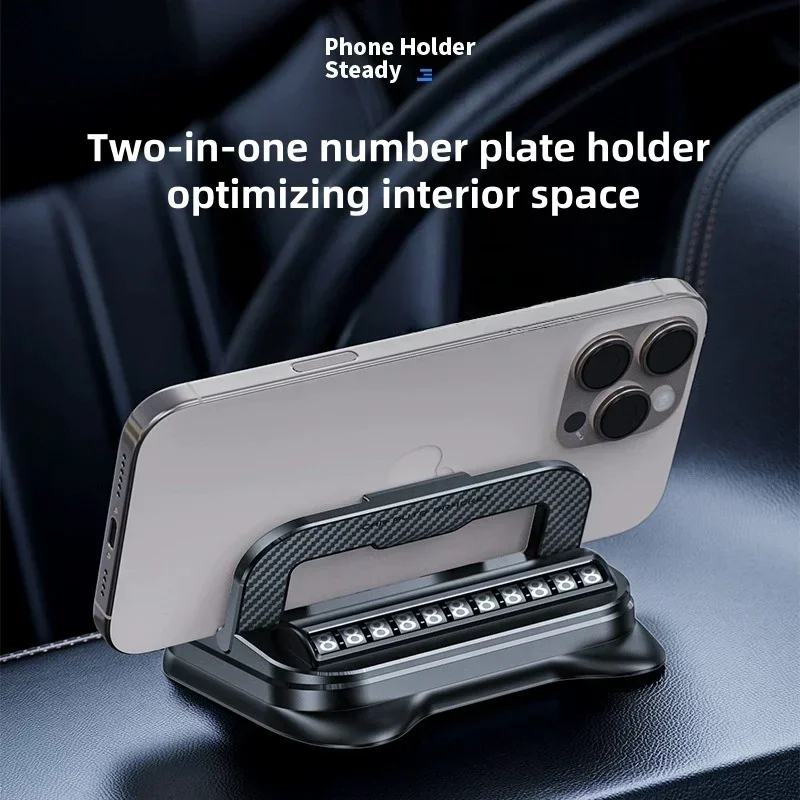 2in1 Dashboard Car Phone Holder 360 Rotation Navigation Phone Bracket Non-slip Silicone Mount Parking Phone Number Plate - view 3
