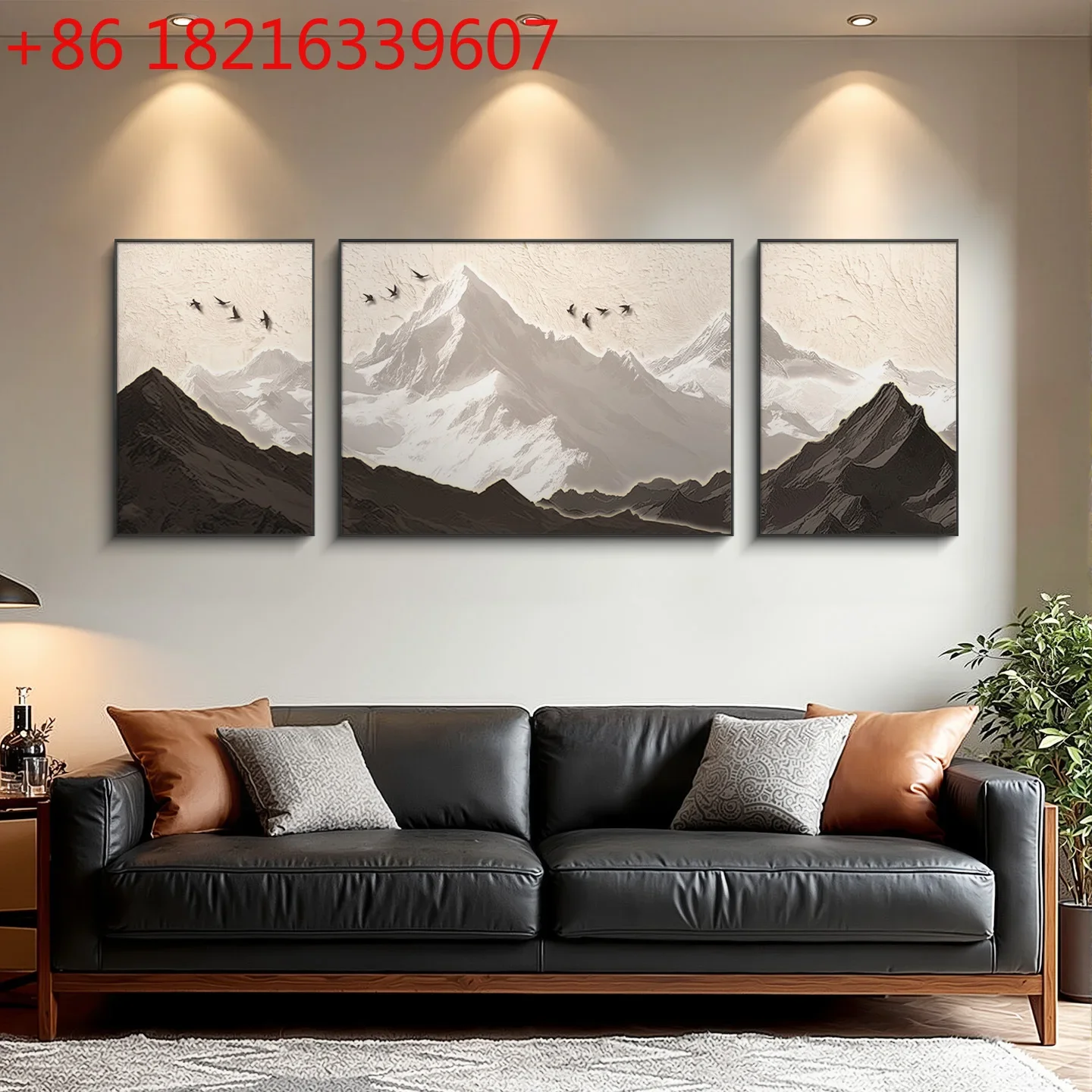 The living room decorative painting has a backer sofa background wall hanging painting atmospheric triptych combination