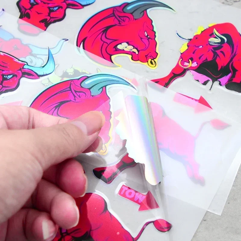 مجموعة واحدة من ملصقات الدراجات النارية بنمط الثور المجسم، ملصق بتصميم منفعل للدراجات النارية، ملحق التخصيص الخارجي