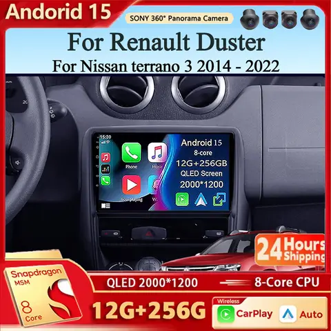 For Renault Duster 2010 - 2015 For Nissan terrano 3 2014 - 2022 Android 15 Car Radio GPS Navigation QLED Carplay Auto Multimedia