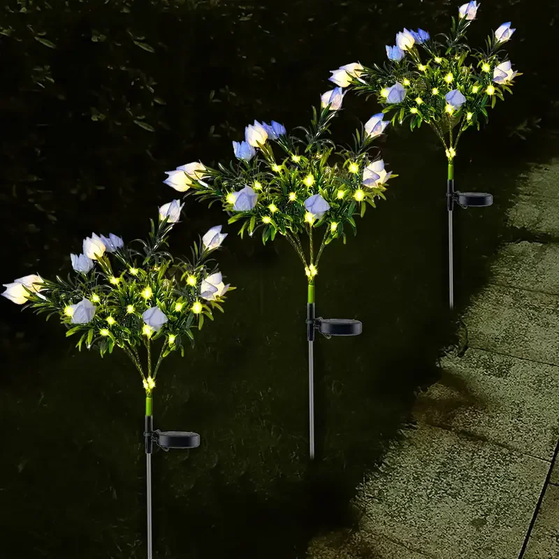 Solar Garden Lights Gardenia Flowers Lights Solar Powered LED Waterproof Lawn Light Outdoor Garden Decor Perfect for Yard