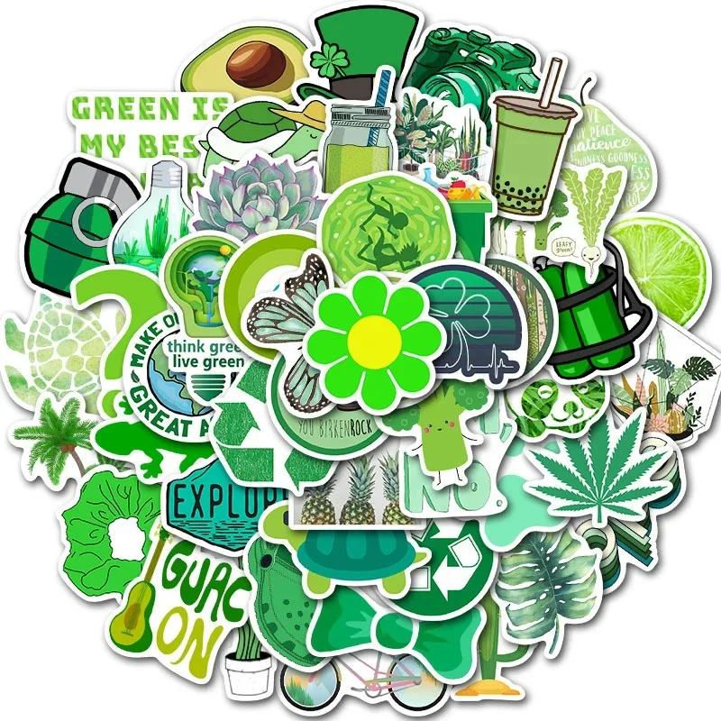 1Set =50Pcs  Girl Green Environmental Protection Sticker Suitcase Waterproof Sticker